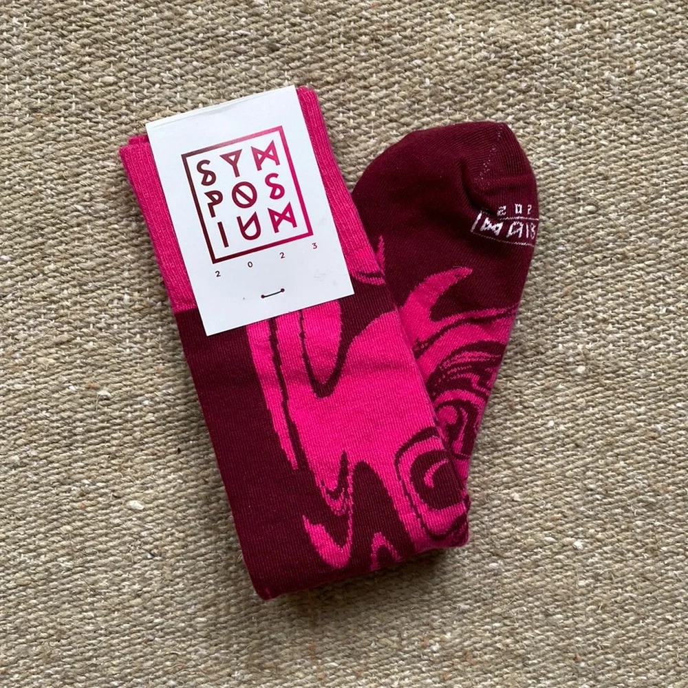NWT Pink + Red Swirl Crew Socks